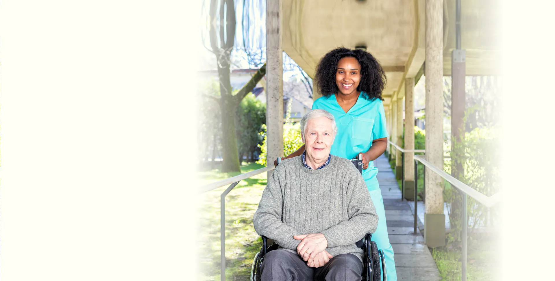 caregiver and senior man